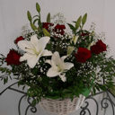 Basket with lily and roses