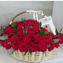 Flower basket '51 red roses in a wicker basket'