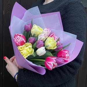 Bouquet of 15 peony tulips