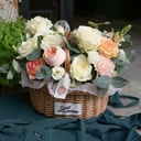 Wicker basket with flowers