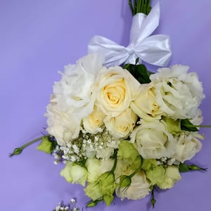 Bridal bouquet and boutonniere "White Swan"