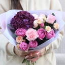 Bouquet with dark hydrangea