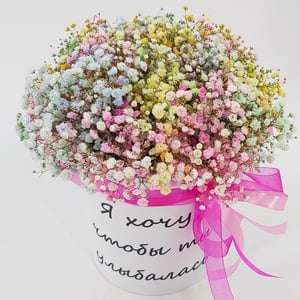 Hat box with flowers 'Rainbow in a box'