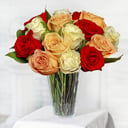 Bouquet 'Mixed roses: white, cream and red Roses'
