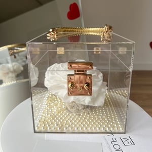 Everlasting Rose in an Acrylic Cube - White