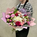 Bouquet of fresh orchids and assorted flowers