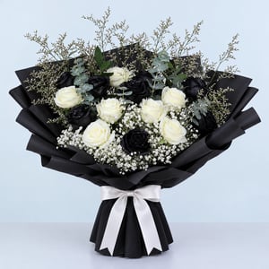 Black and White Rose Bouquet