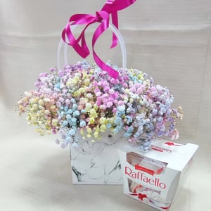 Rainbow gypsophila in a box