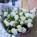 Mono-bouquet of white spray roses