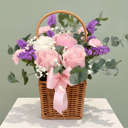 Flower basket 'Pink Roses in a Basket'