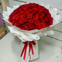 101 Red Roses Bouquet in White Wrapping