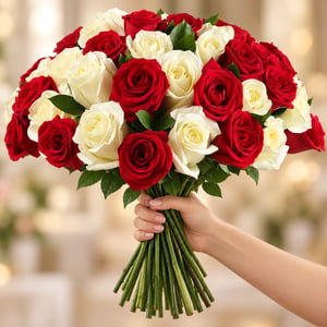 Bouquet 'Red and White Roses'