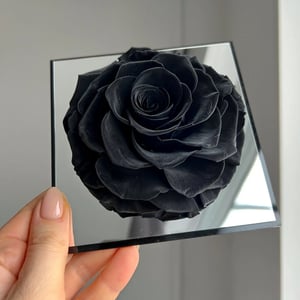 Ewige schwarze Rose im Acrylrahmen