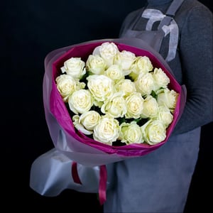 Bouquet de 21 roses blanches