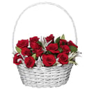 Roses and lilies in a basket