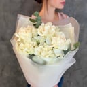 French pearl roses with eucalyptus