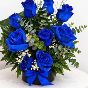 Boîte à fleurs bleu ciel