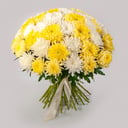 Bouquet of 51 yellow-white chrysanthemums Single