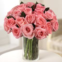 A bouquet of 25 pink roses