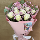 Bouquet of roses with greenery