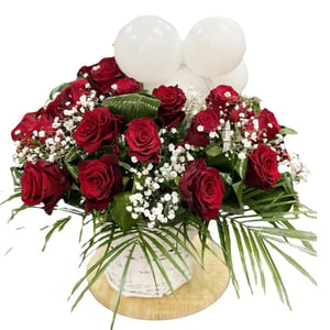 Luxury Basket with 51 Red Roses and Ball