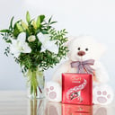 Lilies & Chocolates with Teddy bear set