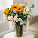 My fair lady: Sunflowers and pink Roses