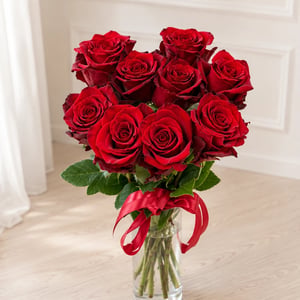 Bouquet '9 Premium 70 cm Red Ecuador Roses with S'