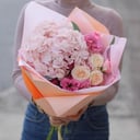 Bouquet with hydrangea, eustoma and roses