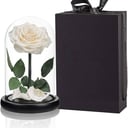 Arreglo floral 'Jarrón de vidrio con cúpula y rosa blanca alta'