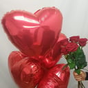 Red roses and heart balloons