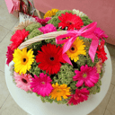 Flower basket 'Bright gerberas in a basket'