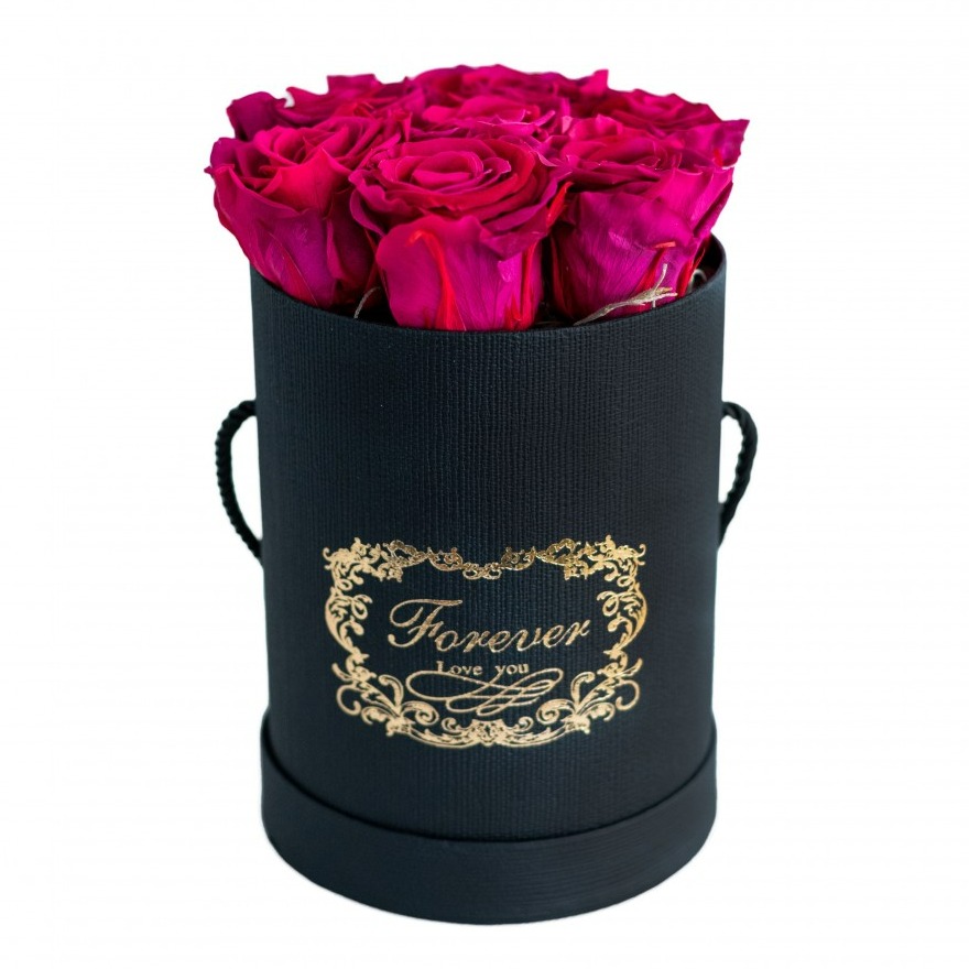 Hat box with flowers 'Forever Roses Box'