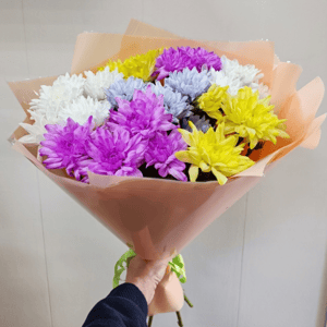 Bouquet of multi-colored chrysanthemums