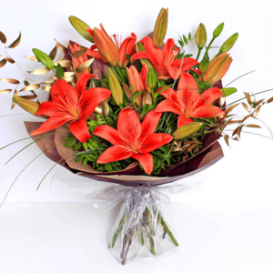Bouquet 'Festive Red Lilies'