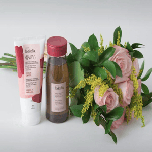 Bouquet of 7 Pink Roses and Natura