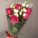 Bouquet '5 bright roses and eustoma'
