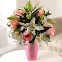 Blumenstrauß 'Hochzeitsstrauß aus Lilien und rosa Rosen'