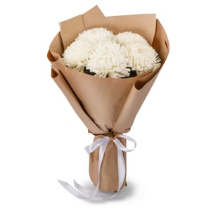 Bouquet of 5 white chrysanthemums Single