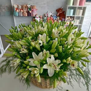 Basket with 35 Lilies