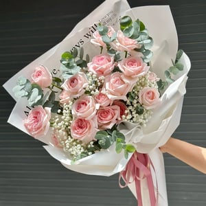 Baby Pink Rose and Gypsophila Bouquet