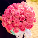 Rosas rosadas en caja turquesa 31 uds