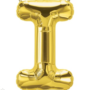 Globo dorado de foil en forma de letra I