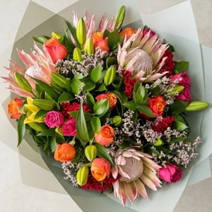 Bouquet 'Golden Hour Protea & Rose Deluxe'