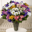 Bouquet 'Courtly Gift extra: Alstroemerias, Chrysanthemums and Irises'
