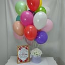 Balloons and flowers for beloved mother