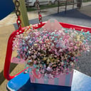 Flower box 'Envelope with rainbow gypsophila'