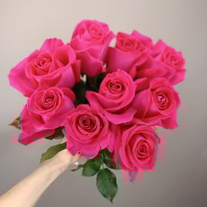 Bouquet '9 pink roses with ribbon'