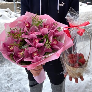 Orchid with strawberries