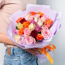 Bouquet of multi-colored Kenya roses 25 pcs.